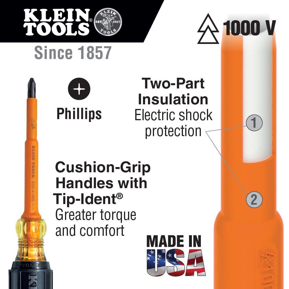 Klein Tools Screwdriver Insul #3 PH 7″ L - Flockneti