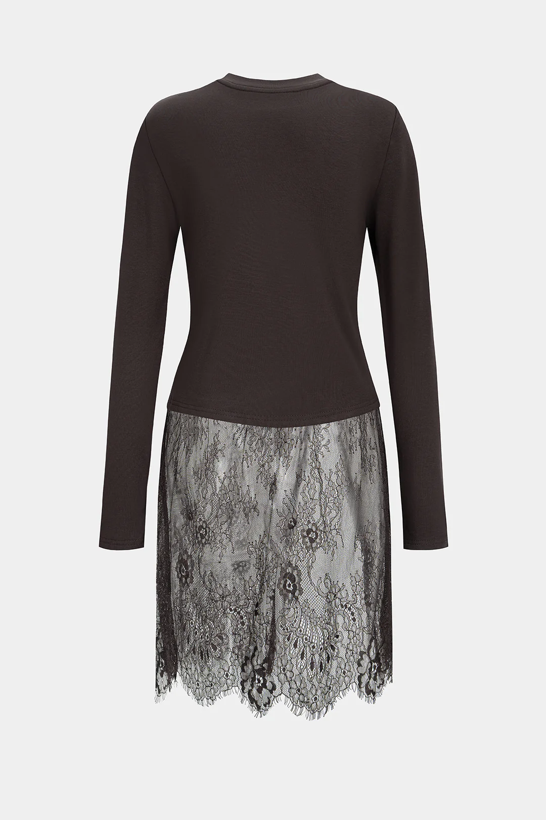 Lace Patchwork Shoulder Pads Long-Sleeve Top - Flockneti