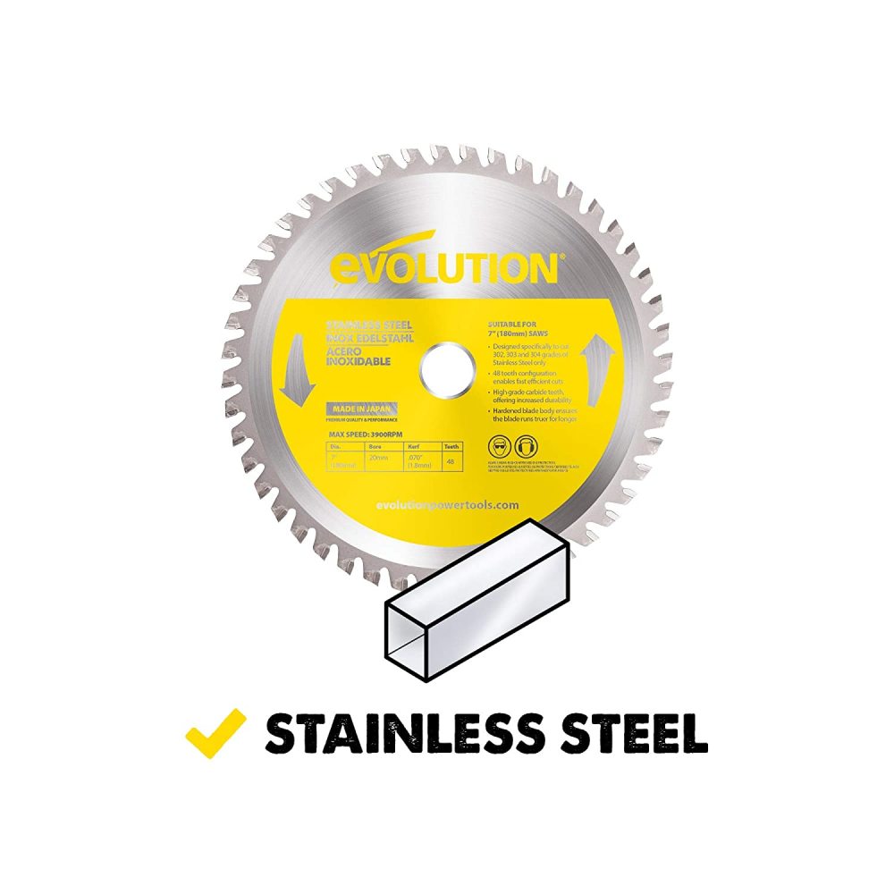Evolution Power Tools 7″ x 48T Stainless Steel Cutting Circular Saw Blade - Flockneti