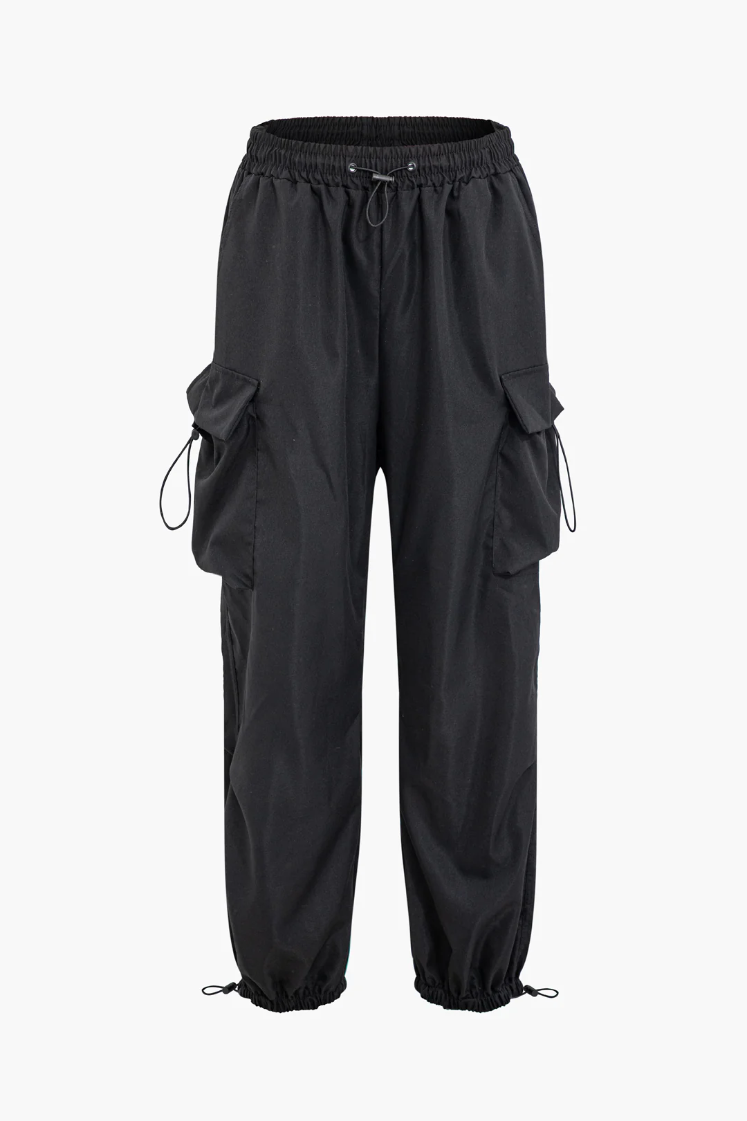 Ruched Pocket High Waist Wide-Leg Cuffed Pants - Flockneti
