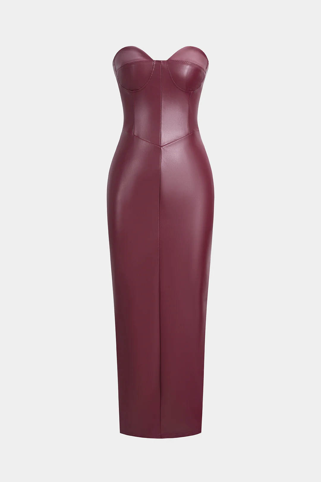 Faux Leather Strapless Sleeveless Maxi Dress - Flockneti