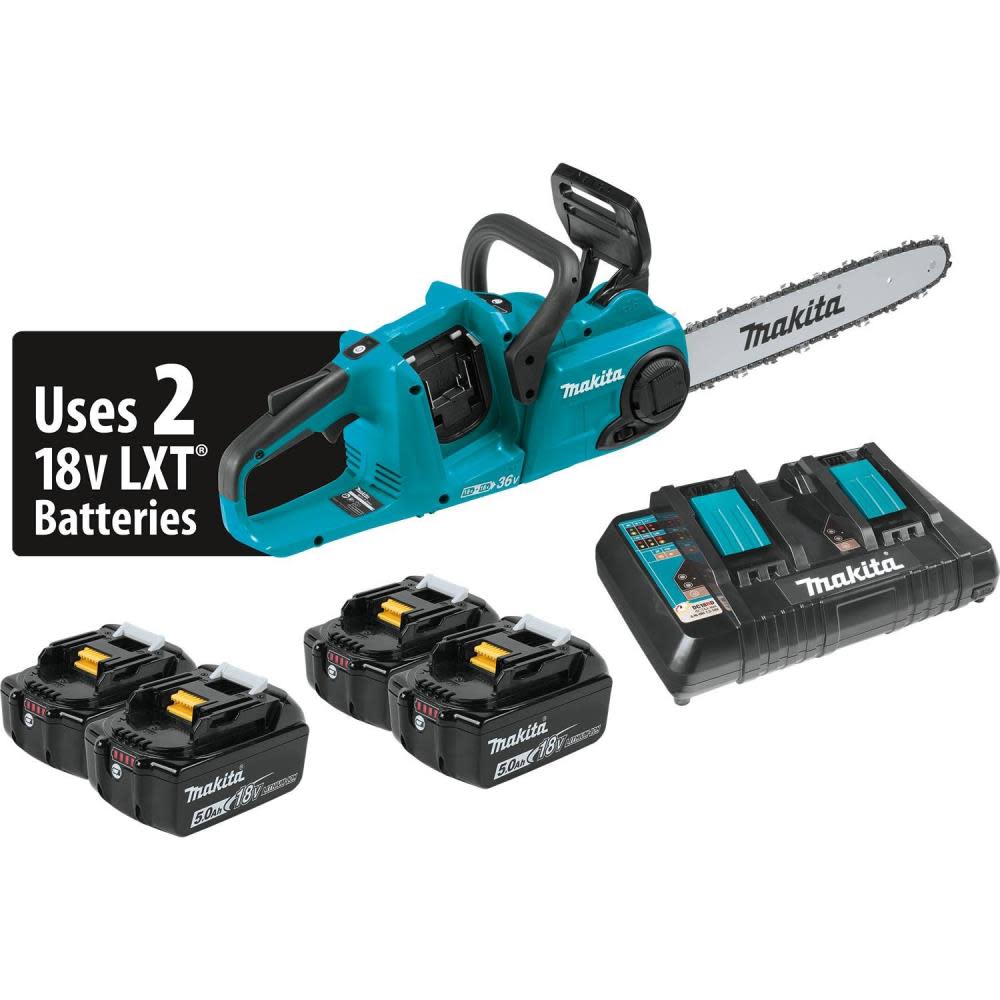 Makita 18V X2 (36V) LXT Chain Saw Kit 14″ Cordless Brushless with 4 5.0Ah Batteries - Flockneti