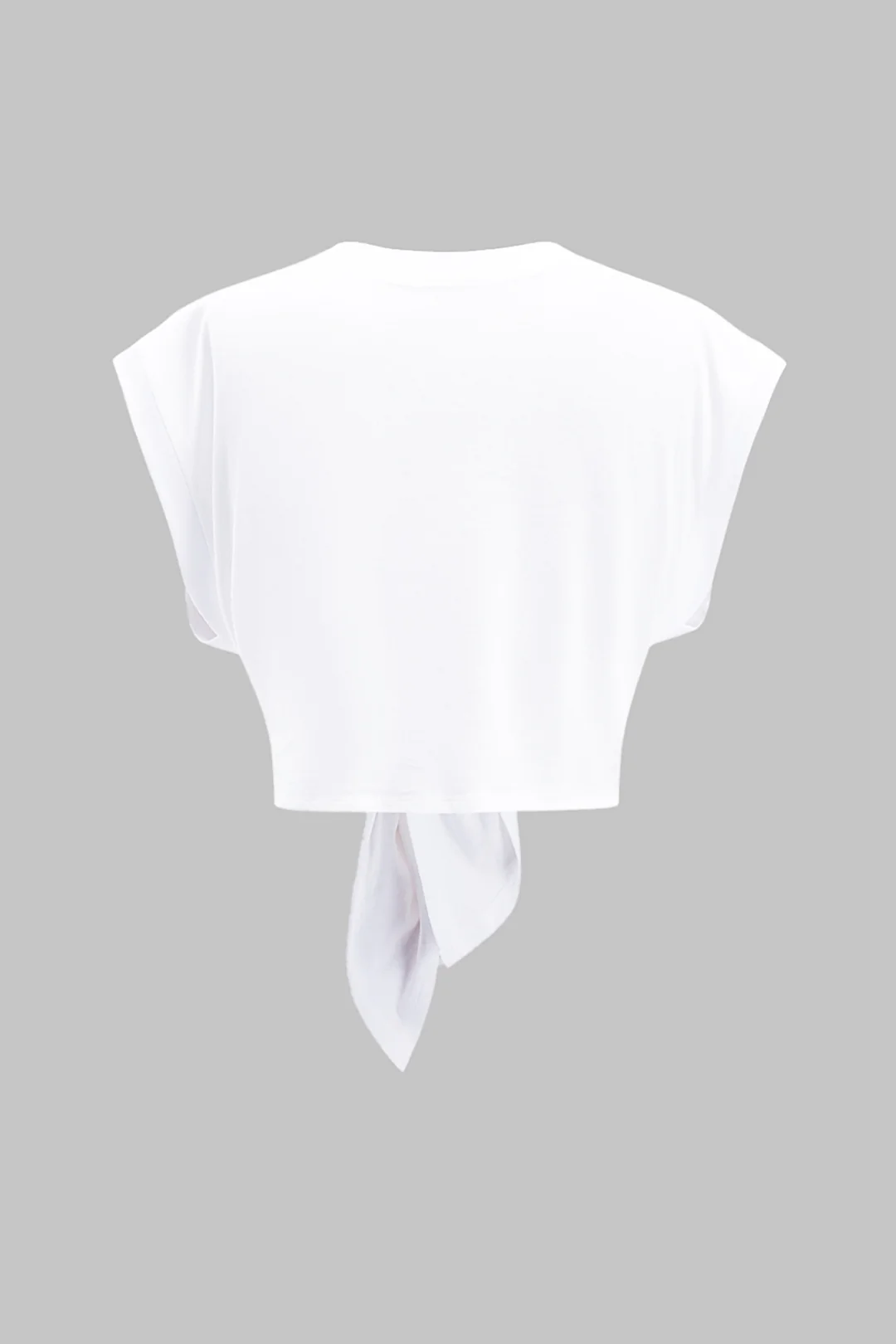 Letter Print Knotted Short Sleeve T-Shirt - Flockneti