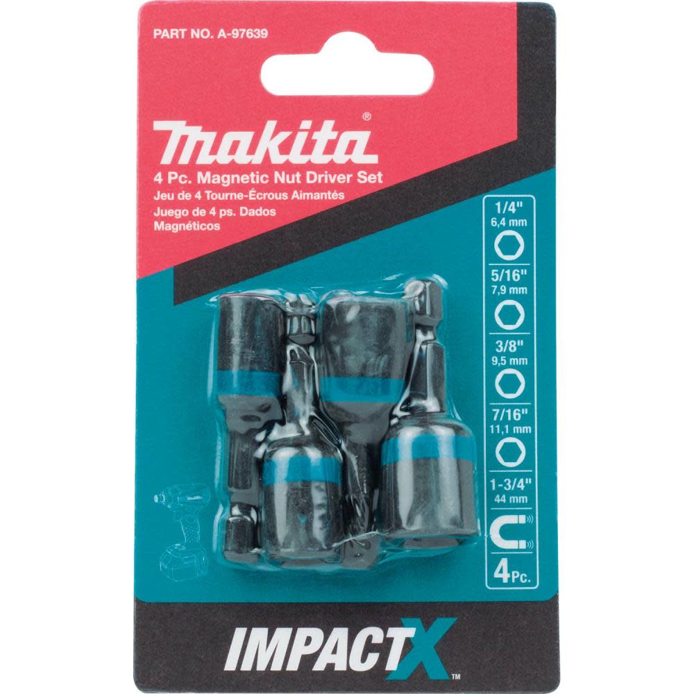 Makita Impact X 4 Pc. 1-3/4 Magnetic Nut Driver Set - Flockneti