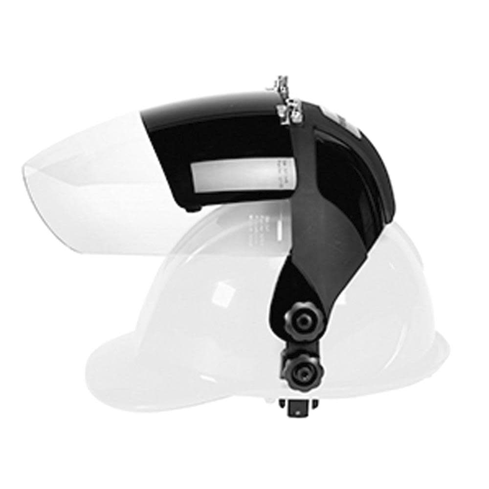 Sellstrom Single Crown Safety Face Shield with Universal Hard Hat Slot Adapter Anti-Fog Coating Clear Lens Black - Flockneti
