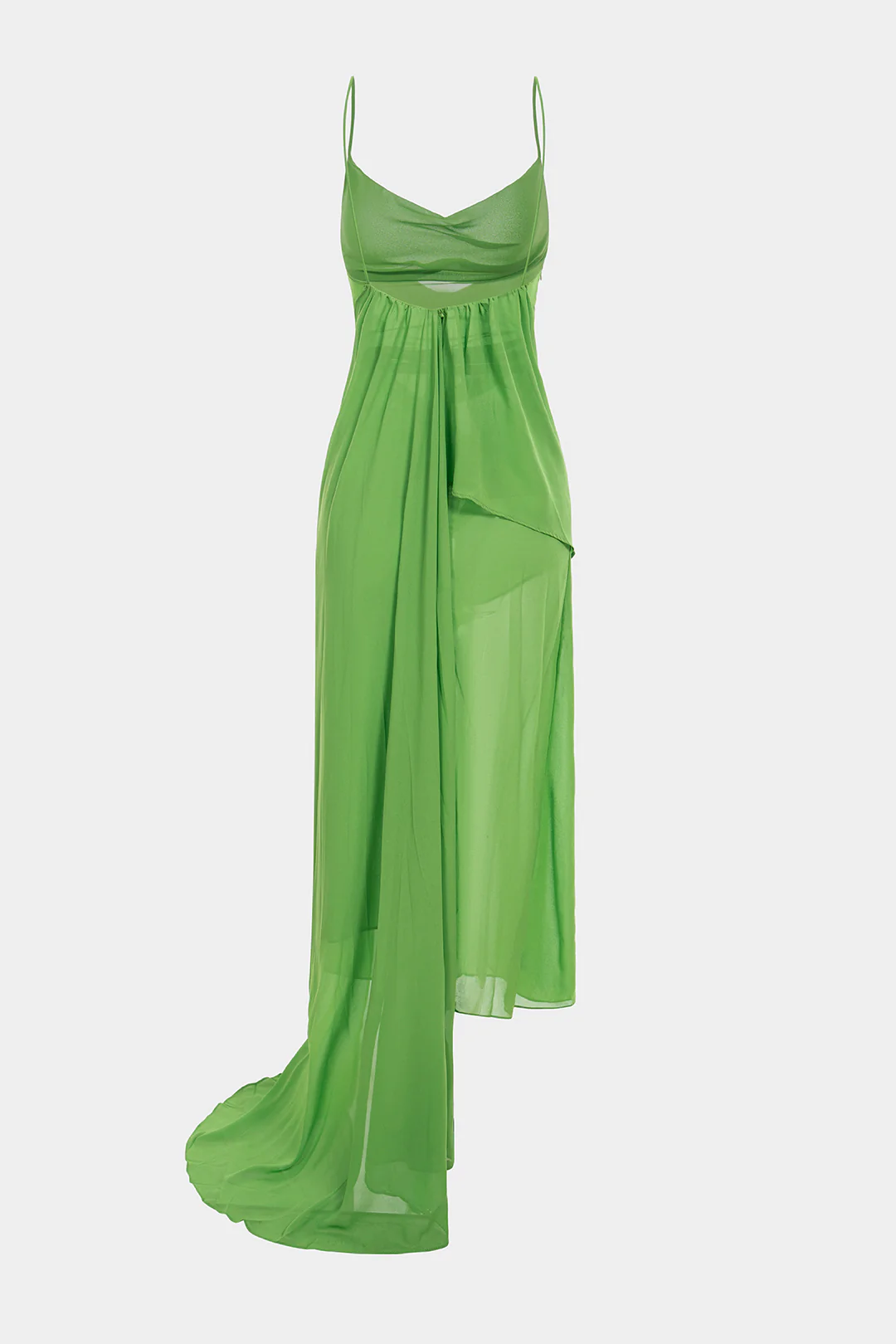 V-Neck Ruched Asymmetrical Backless Zipper Sleeveless Midi Dress - Flockneti