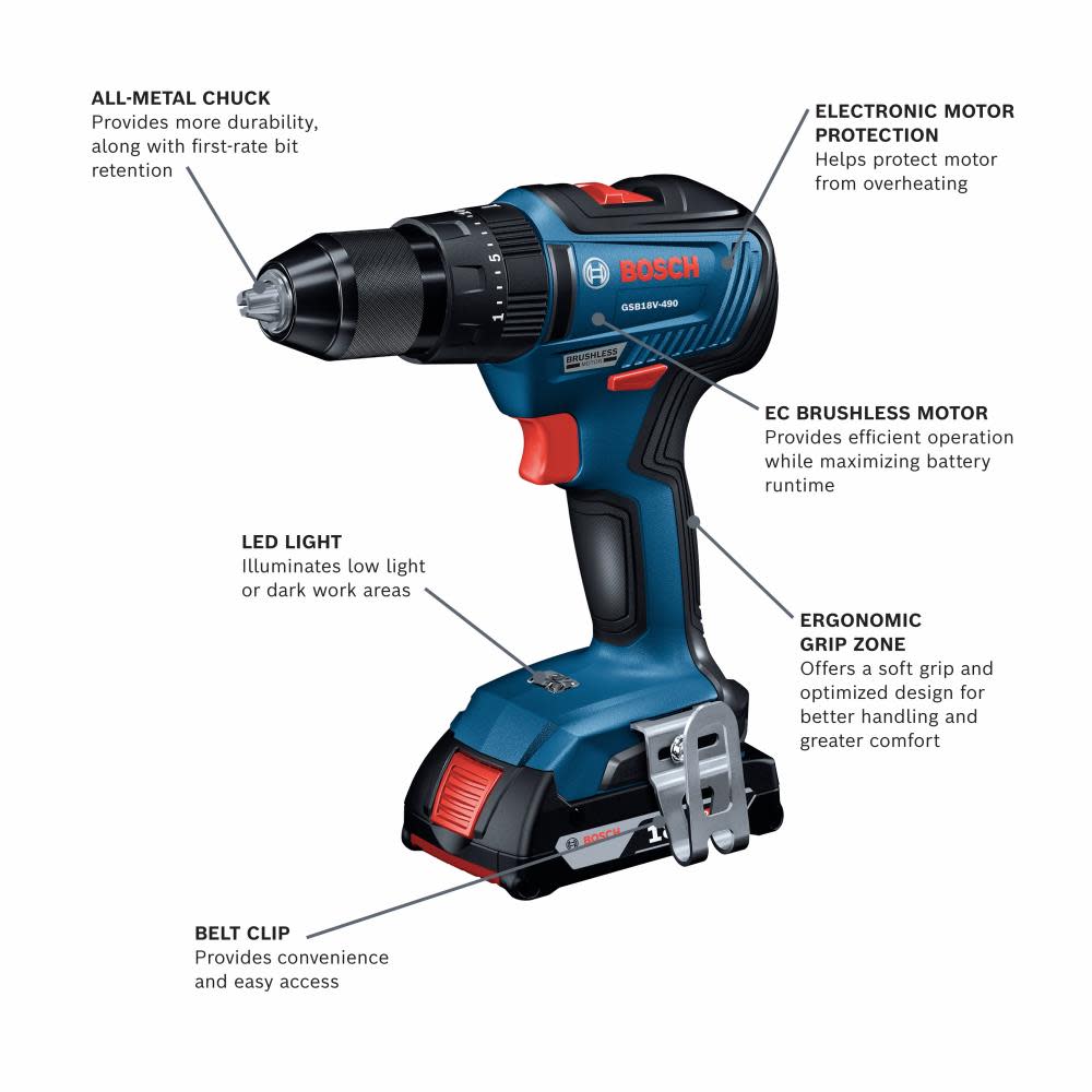 Bosch 18V EC 1/2″ Hammer Drill/Driver Kit - Flockneti