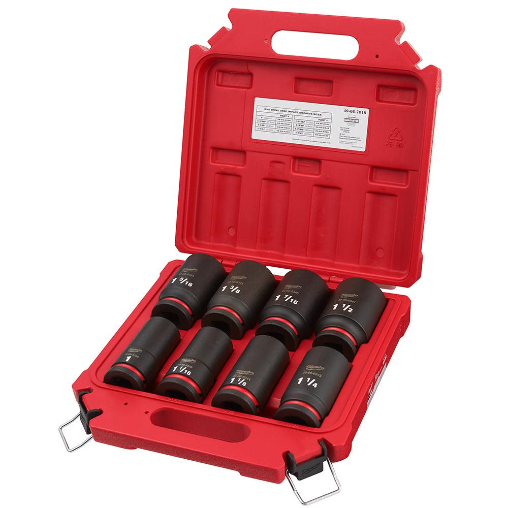 Milwaukee Impact Socket 3/4″ Drive SAE 6 Point 8pc - Flockneti