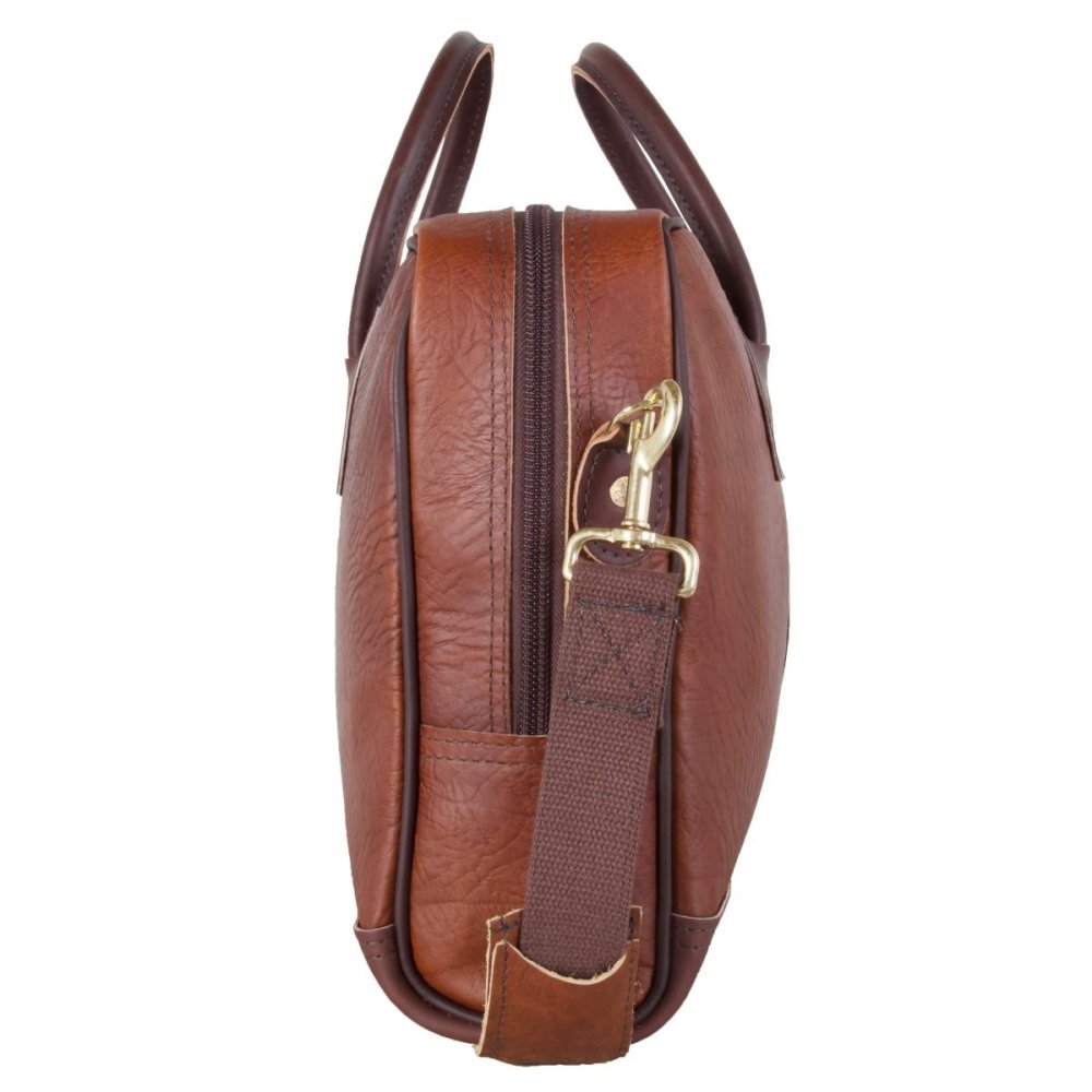 Duluth Pack 14 Liter Capacity Brown Traveler’s Medium Bison Leather Briefcase - Flockneti