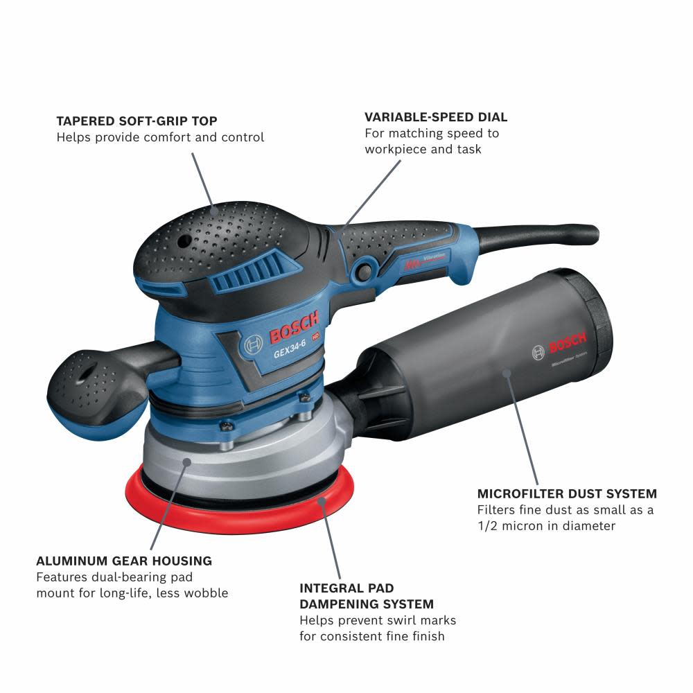 Bosch Sander/Polisher Multi Hole Random Orbit 6″ - Flockneti