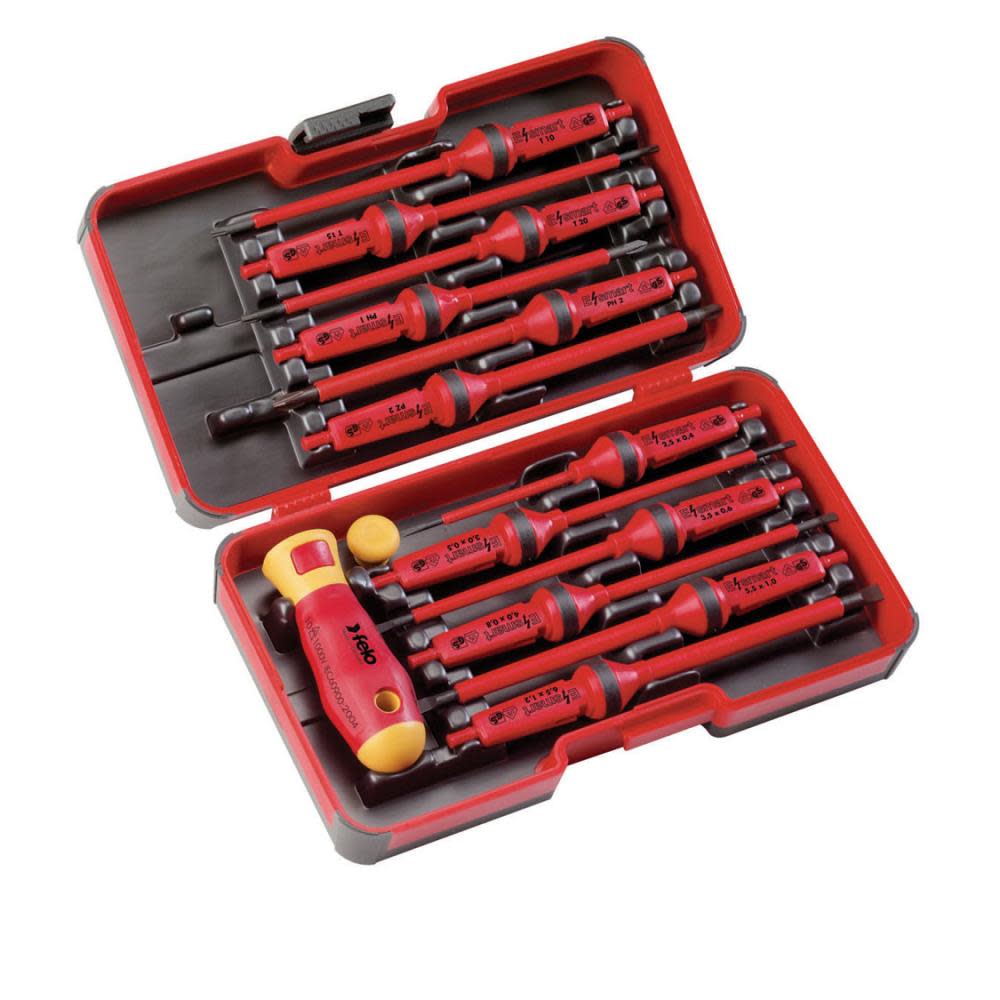 Felo 14 Piece Screwdriver Set with 12 Interchangable Blades & 2 Handles - Flockneti