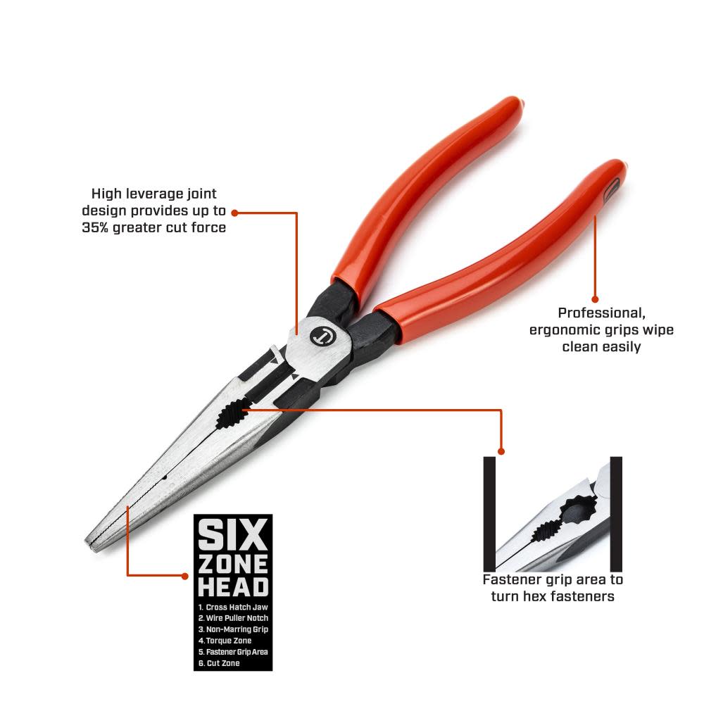 Crescent 8″ Z2 Long Nose Dipped Handle Pliers - Flockneti