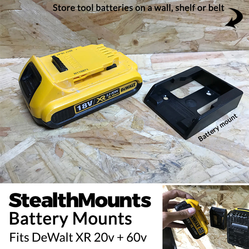 Stealthmounts Battery Mount DEWALT XR 20V 60V Black 6pk - Flockneti