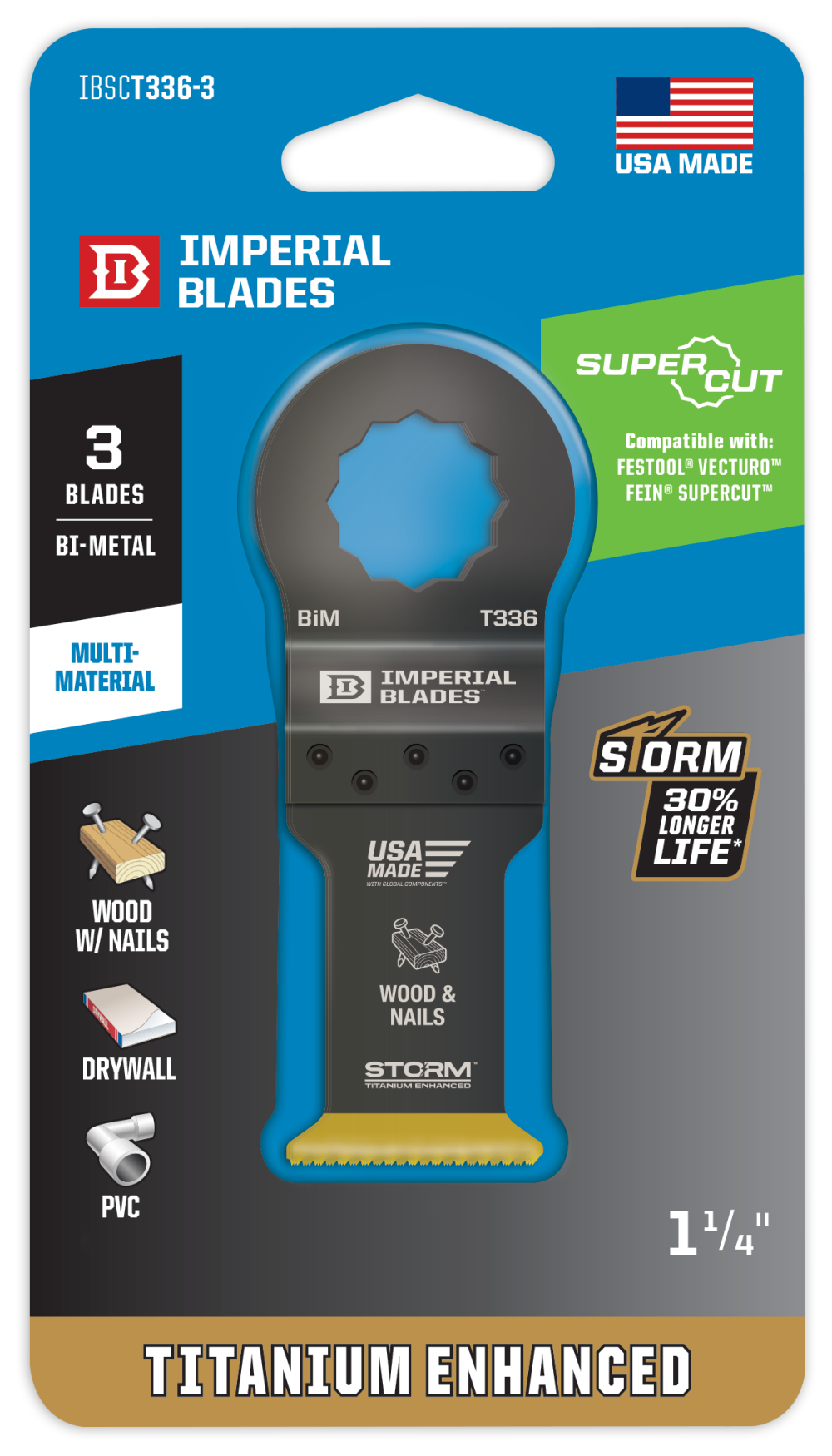 Imperial Blades SuperCut 1-1/4″ Storm Titanium Wood & Nails Blade 3PC - Flockneti