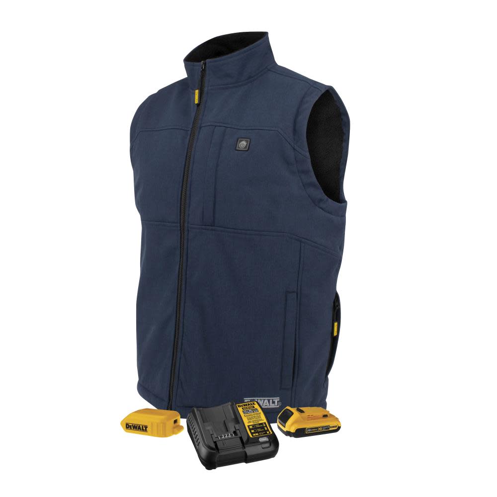 DEWALT Mens Heated Kit Soft Shell Vest with Sherpa Lining Navy 3X - Flockneti