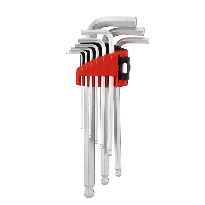 Extended spherical L-shaped hexagonal wrench 9-piece set, hexagonal wrench 9pc set, hardware tools in stock - Flockneti