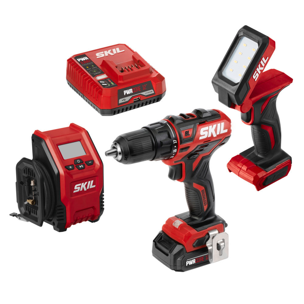 SKIL PWRCORE 12 Brushless 12V 3 Tool Combo Kit with PWR JUMP Charger - Flockneti