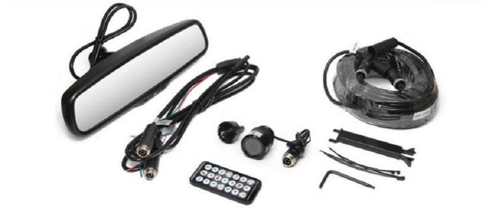 Rear View Safety Backup Camera System with Flush Mount Camera and Mirror Monitor - Flockneti