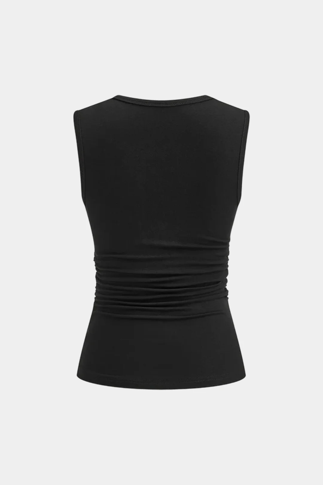 Solid Ruched Asymmetrical Buckle Detail Tank Top - Flockneti