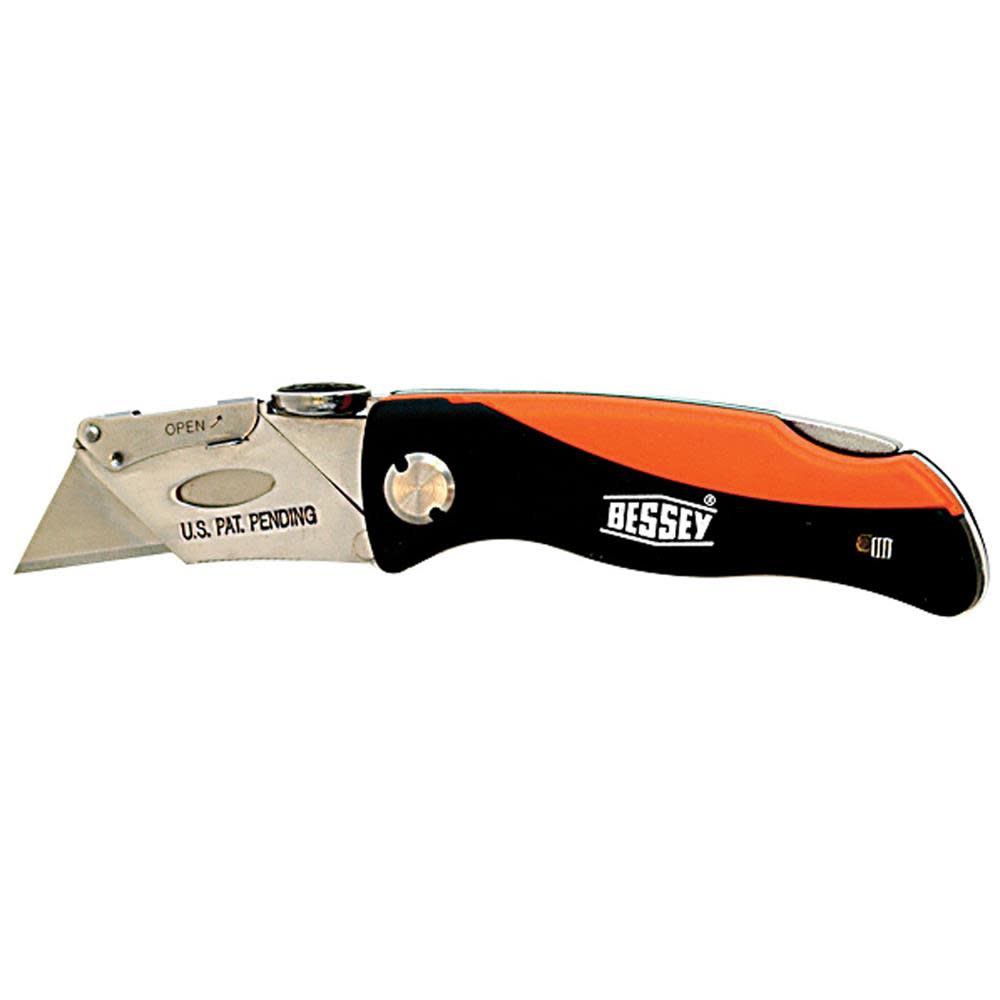 Bessey Folding Utility Knife with Extra Blade Storage Compartment in Handle - Flockneti