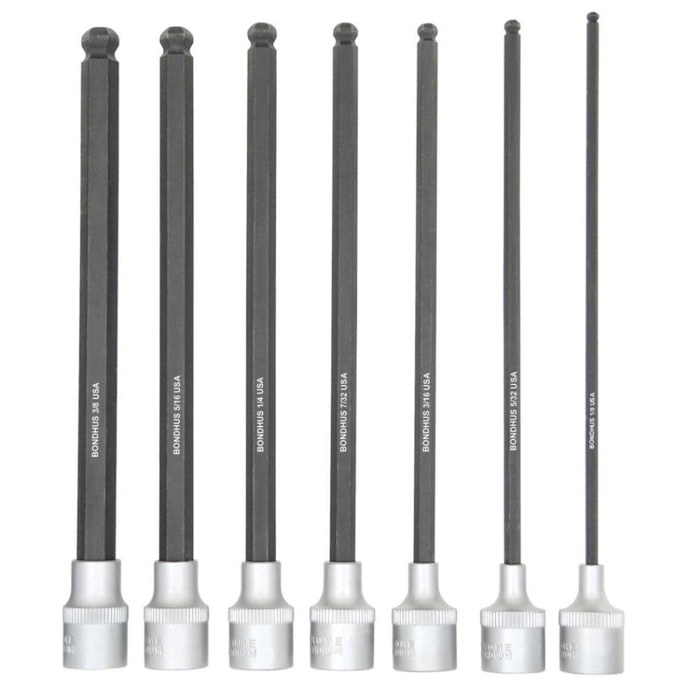 Bondhus Set 7 Ball End x 6 In. with Sockets 1/8 In. to 3/8 In. - Flockneti