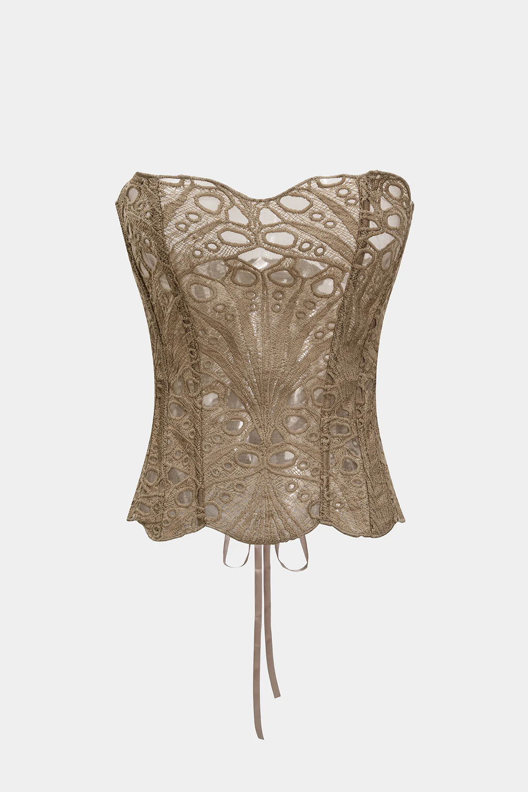 Mesh Lace Tie Back Tube Top - Flockneti