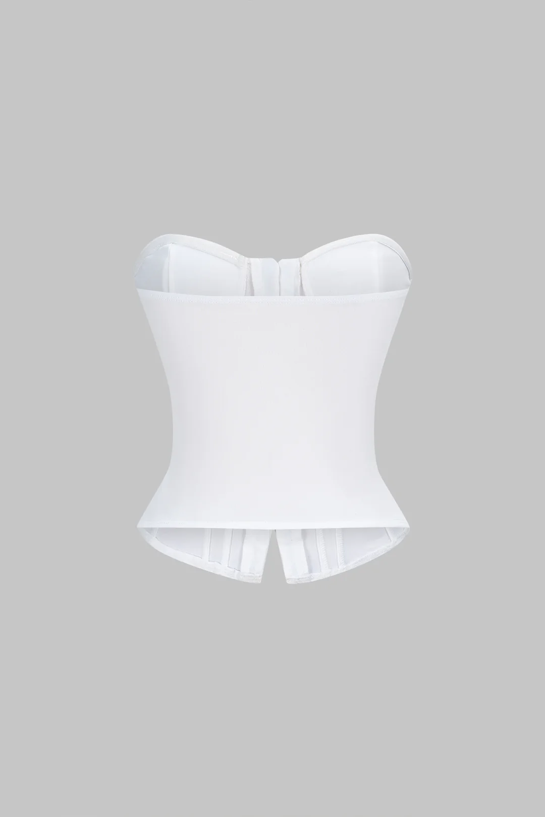 Asymmetrical Metallic Belted Corset Tube Top - Flockneti