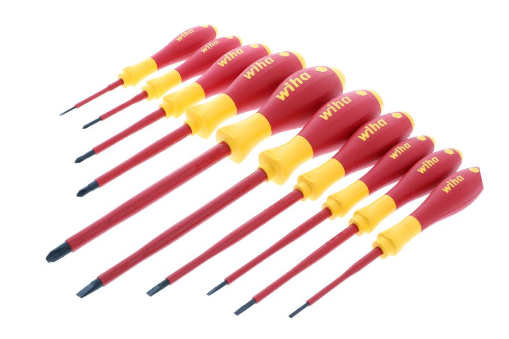 Wiha Insulated Cushion Grip Slotted Screwdriver Set 10 Piece - Flockneti
