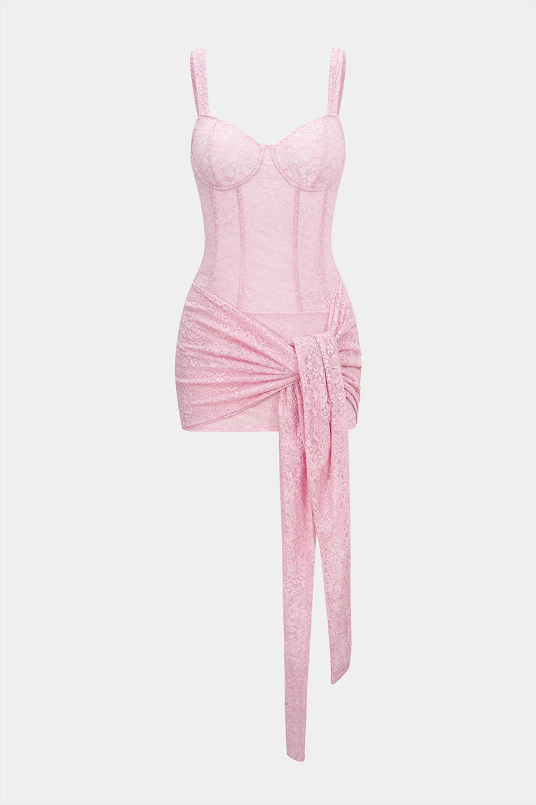 Lace Patchwork Strappy Corset Sleeveless Mini Dress - Flockneti