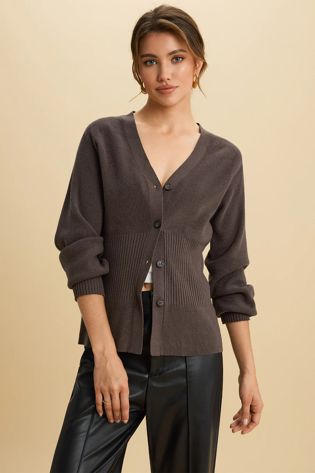 Knit Button Sweater Cardigan - Flockneti