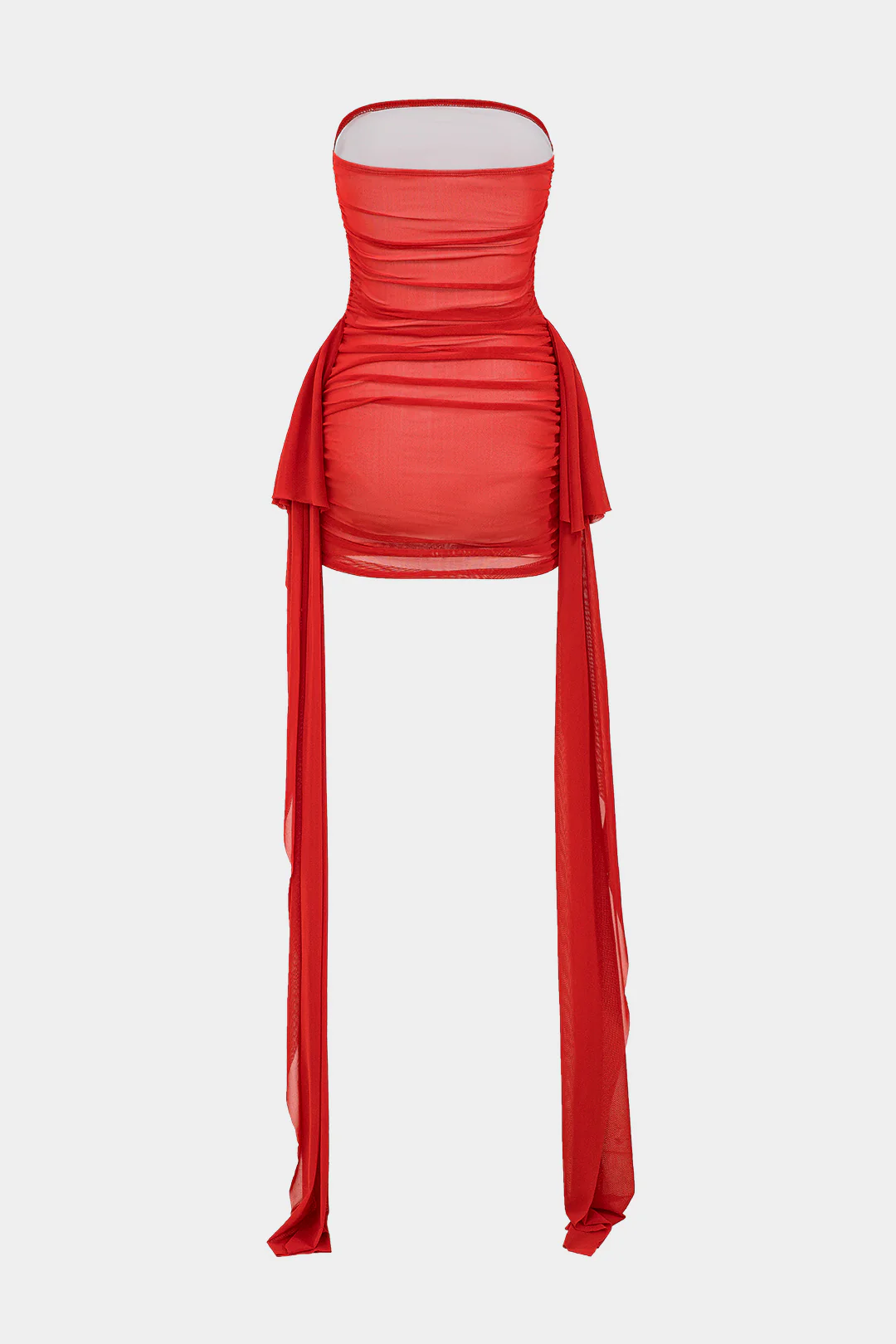 Mesh Ruched Strapless Mini Dress - Flockneti