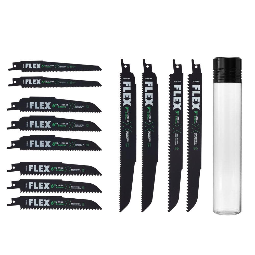 FLEX Demolition Reciprocating Saw Blade Set With Case 12pc - Flockneti