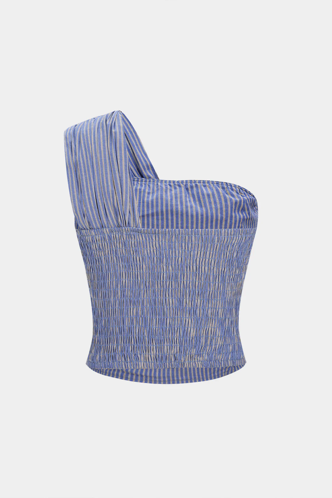 Striped One Shoulder Asymmetrical Ruched Tank Top - Flockneti