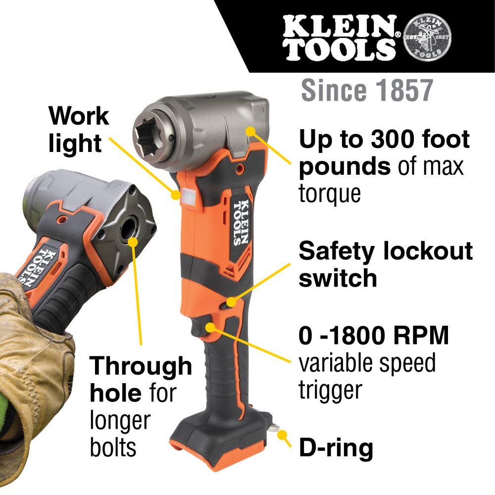 Klein Tools 90-Degree Right-Angle Lineman Impact Wrench Bare Tool - Flockneti