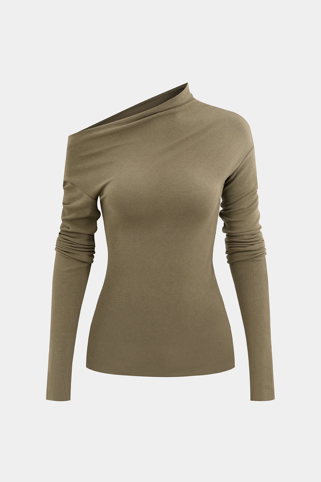 Asymmetrical Ruched Long-Sleeve Top - Flockneti