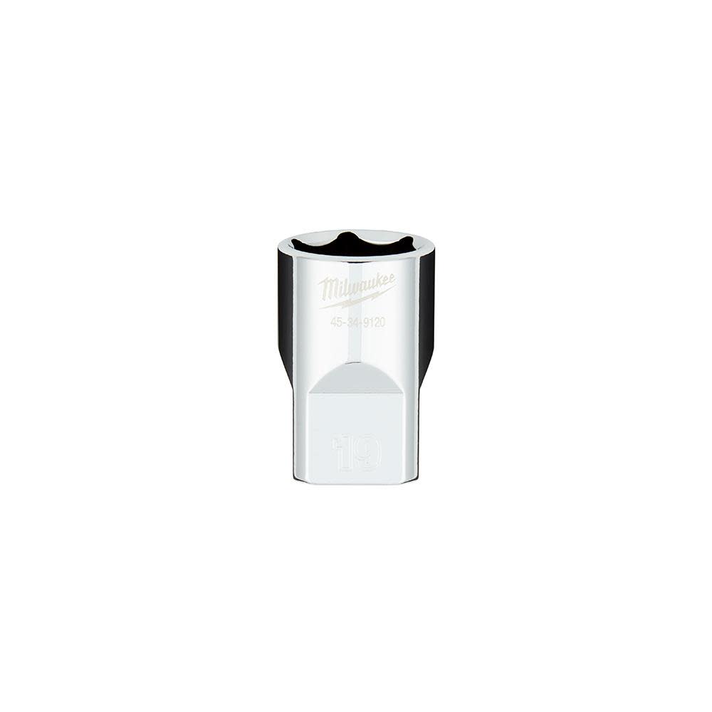 Milwaukee 1/2 in. Drive 19MM Metric 6-Point Socket with FOUR FLAT Sides - Flockneti