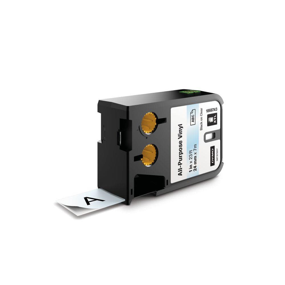 Dymo XTL 1 In. (24 mm) All-Purpose Vinyl Black On Clear - Flockneti