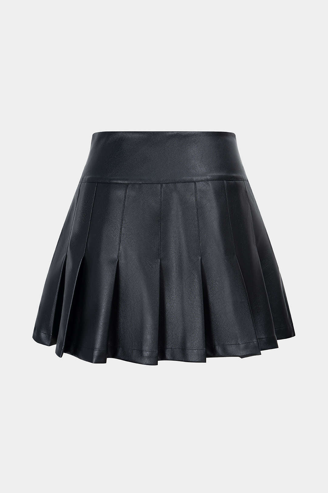 Faux Leather Button Pleated Skort - Flockneti