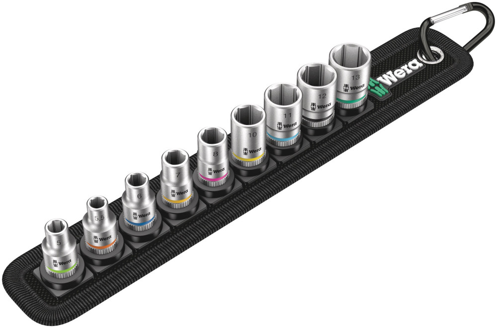 Wera Tools 9pc 1/4″ Drive Belt A 4 Zyklop Socket Set - Flockneti