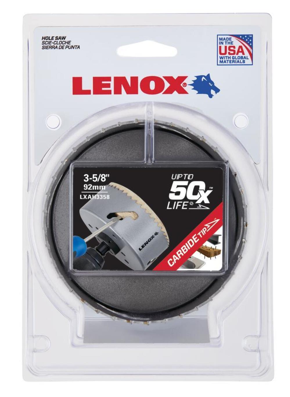 Lenox Hole Saw Carbide Tipped 3 5/8″ 92mm - Flockneti