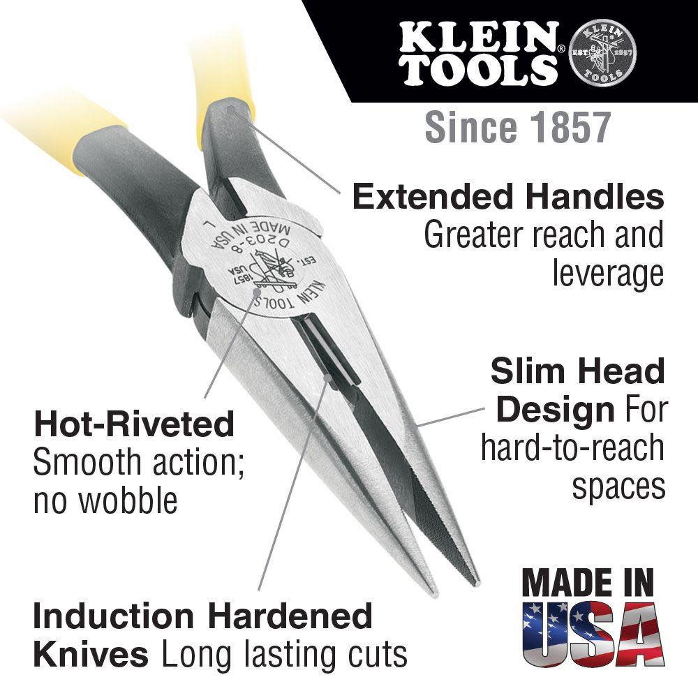 Klein Tools 8″ Long Nose Pliers Side Cutting - Flockneti