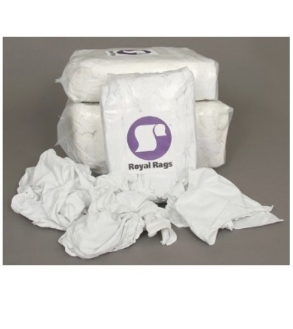 Reclaimed Textiles 20 lb. Poly Bag of White Cotton Rags - Flockneti