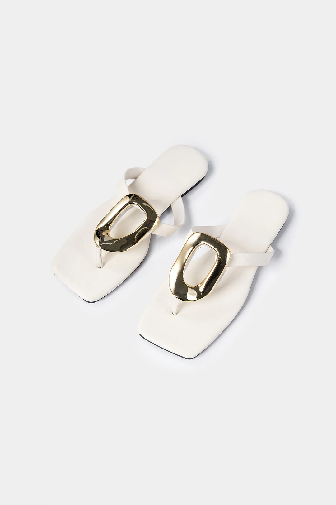 Metallic Decor Open Toe Flats - Flockneti