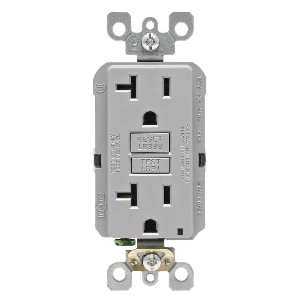 Leviton SmartlockPro GFCI Outlet 20A 125V Gray NEMA 5-20R - Flockneti