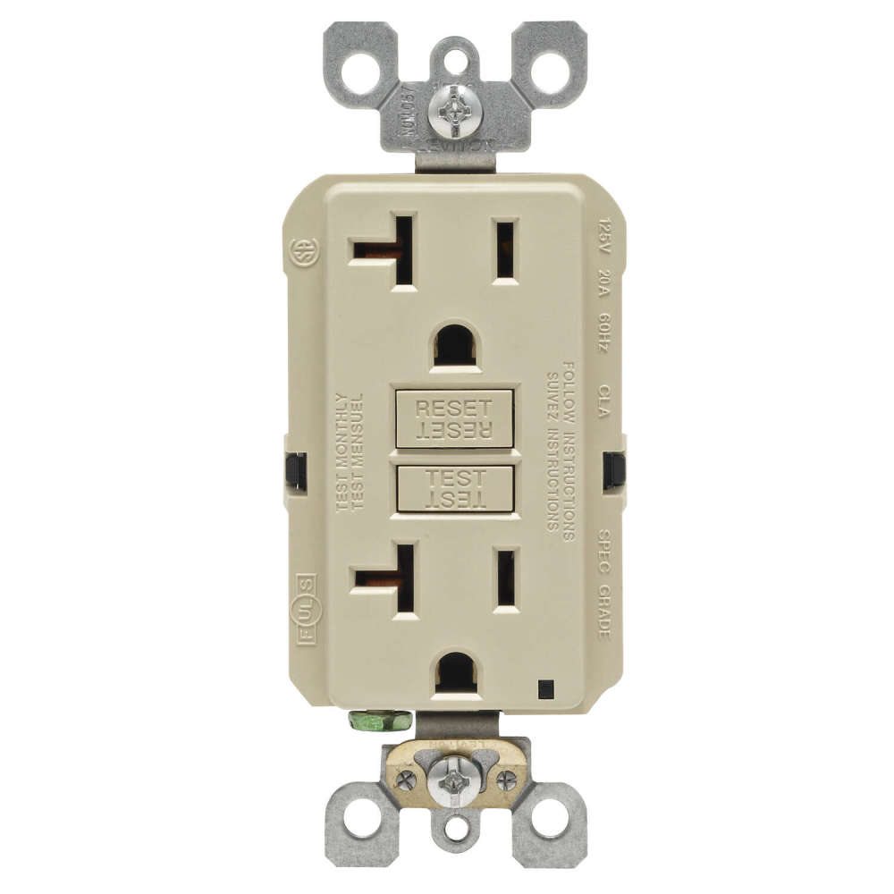 Leviton SmartlockPro GFCI Outlet 20A 125V Duplex Ivory NEMA 5-20R - Flockneti