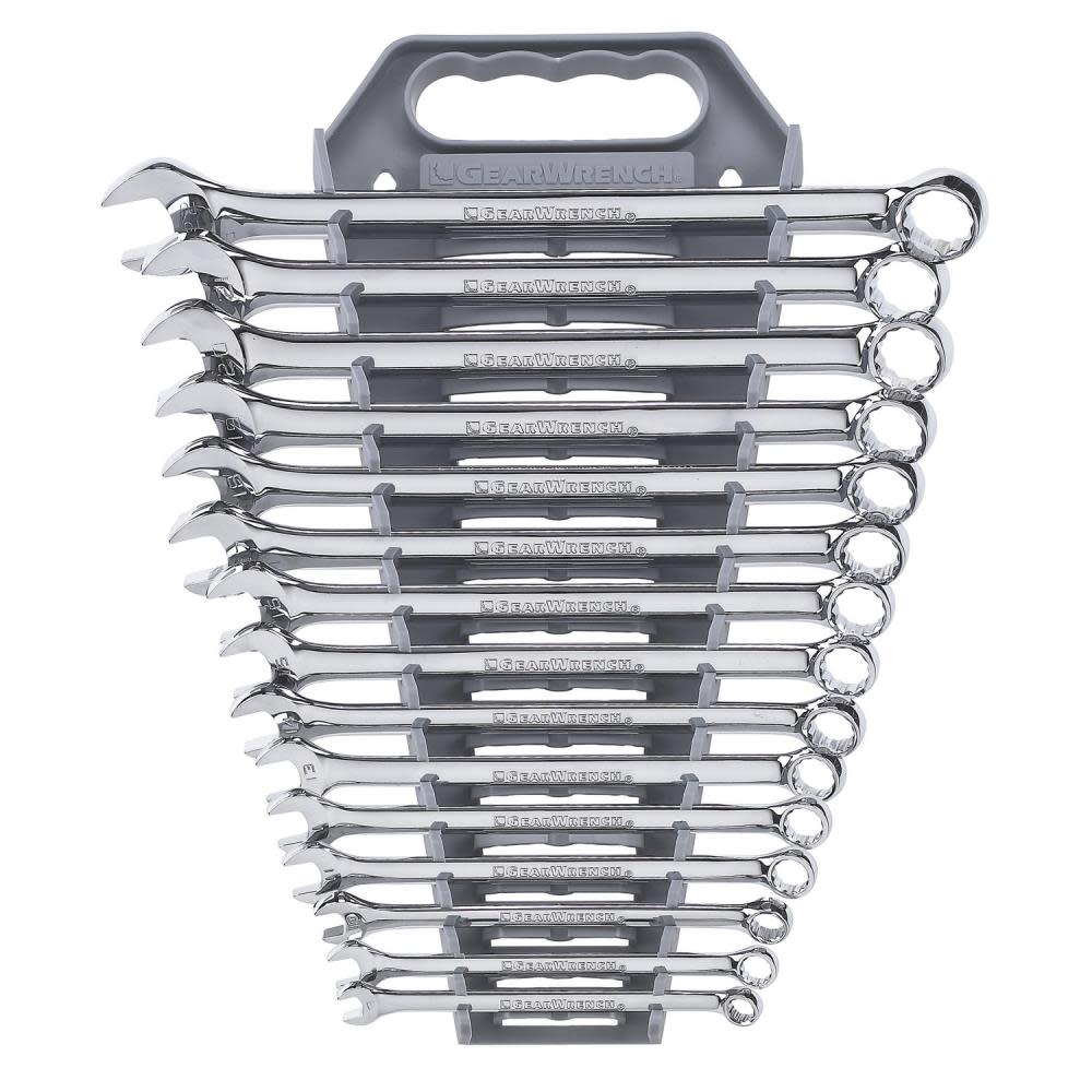 GEARWRENCH Combination Wrench Set 15 pc. 12 Point Metric Long Pattern - Flockneti