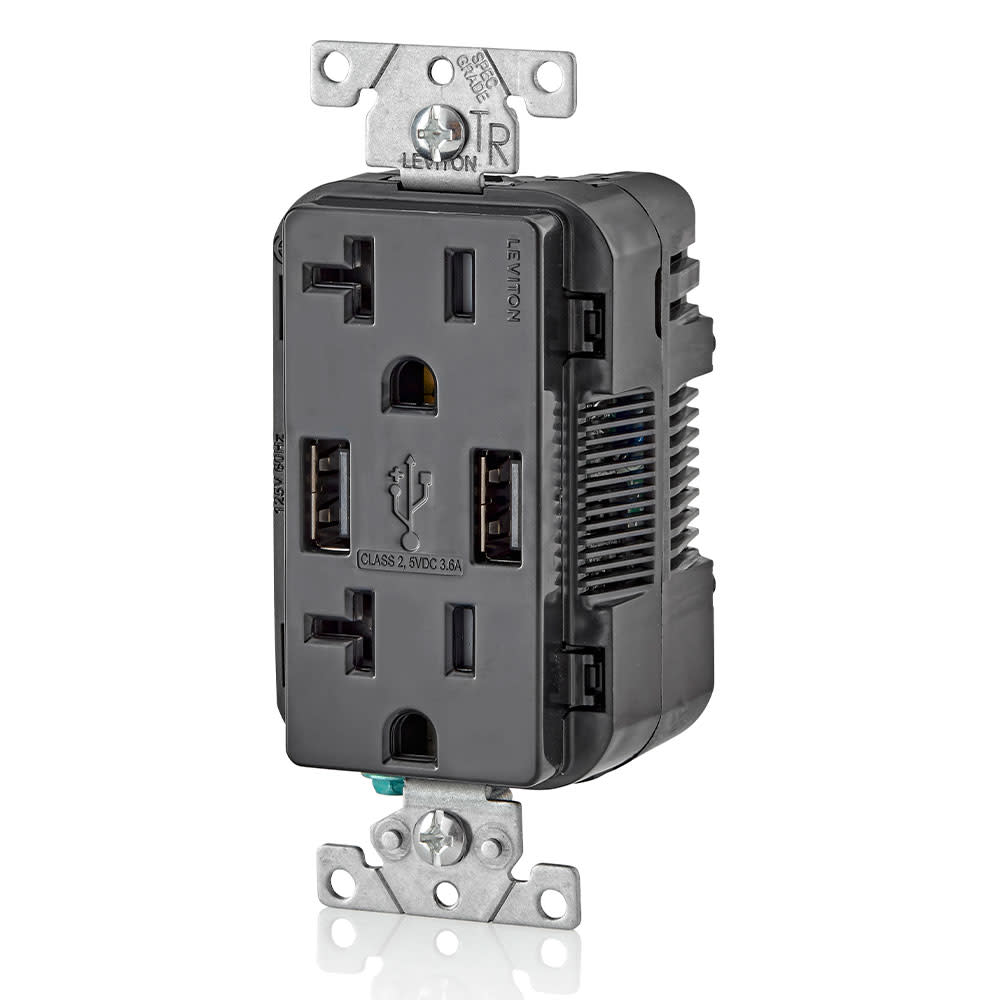 Leviton 20A 125V Black Combination Duplex Receptacle/Outlet - Flockneti