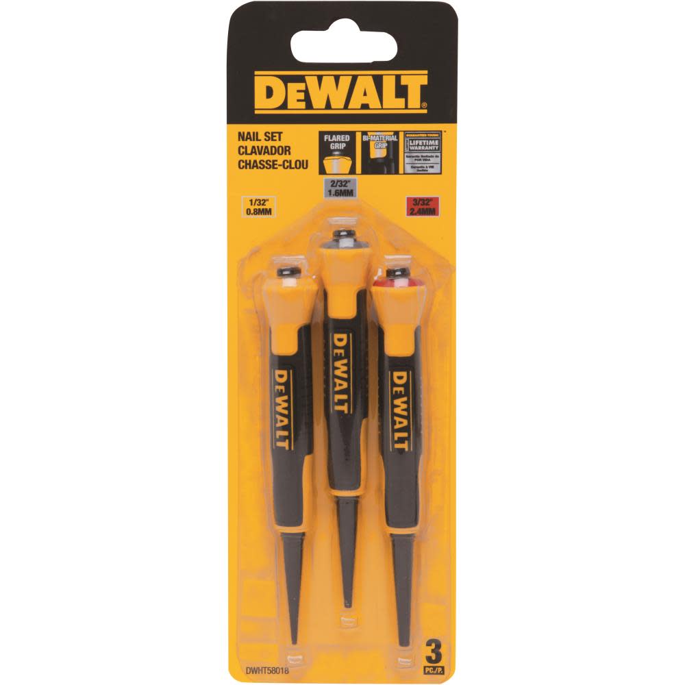 DEWALT Bi Material Nail Sets 1/32″ 2/32″ 3/32″ - Flockneti