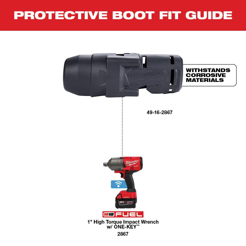 Milwaukee M18 FUEL 1 in. HTIW with ONE-KEY Protective Boot - Flockneti