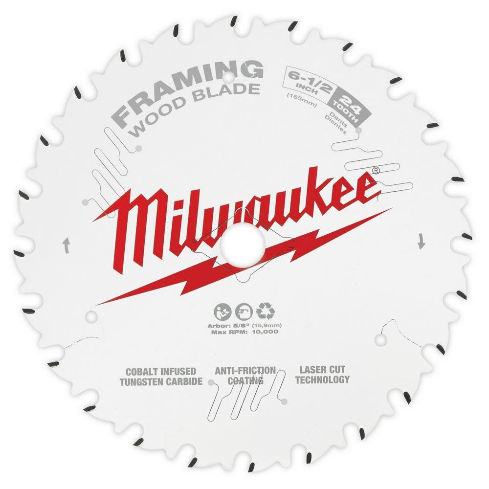 Milwaukee 6-1/2 24T Framing Circular Saw Blade 2PK - Flockneti